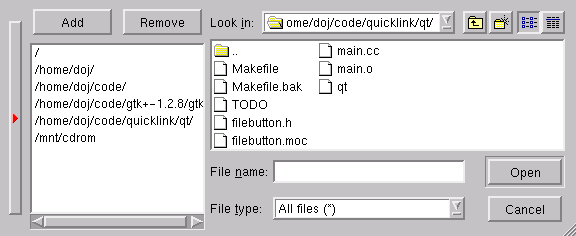 QT fileselector with quicklink